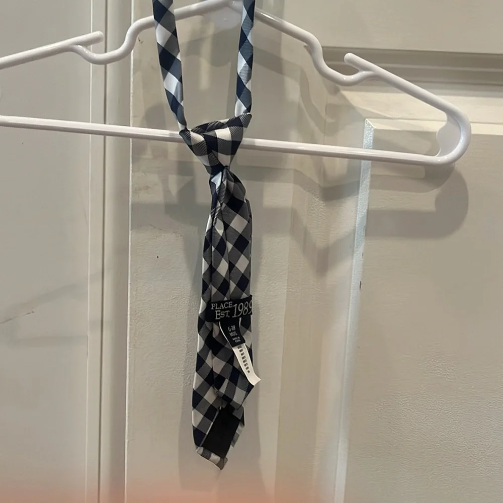 Navy and white tie 6-18 months